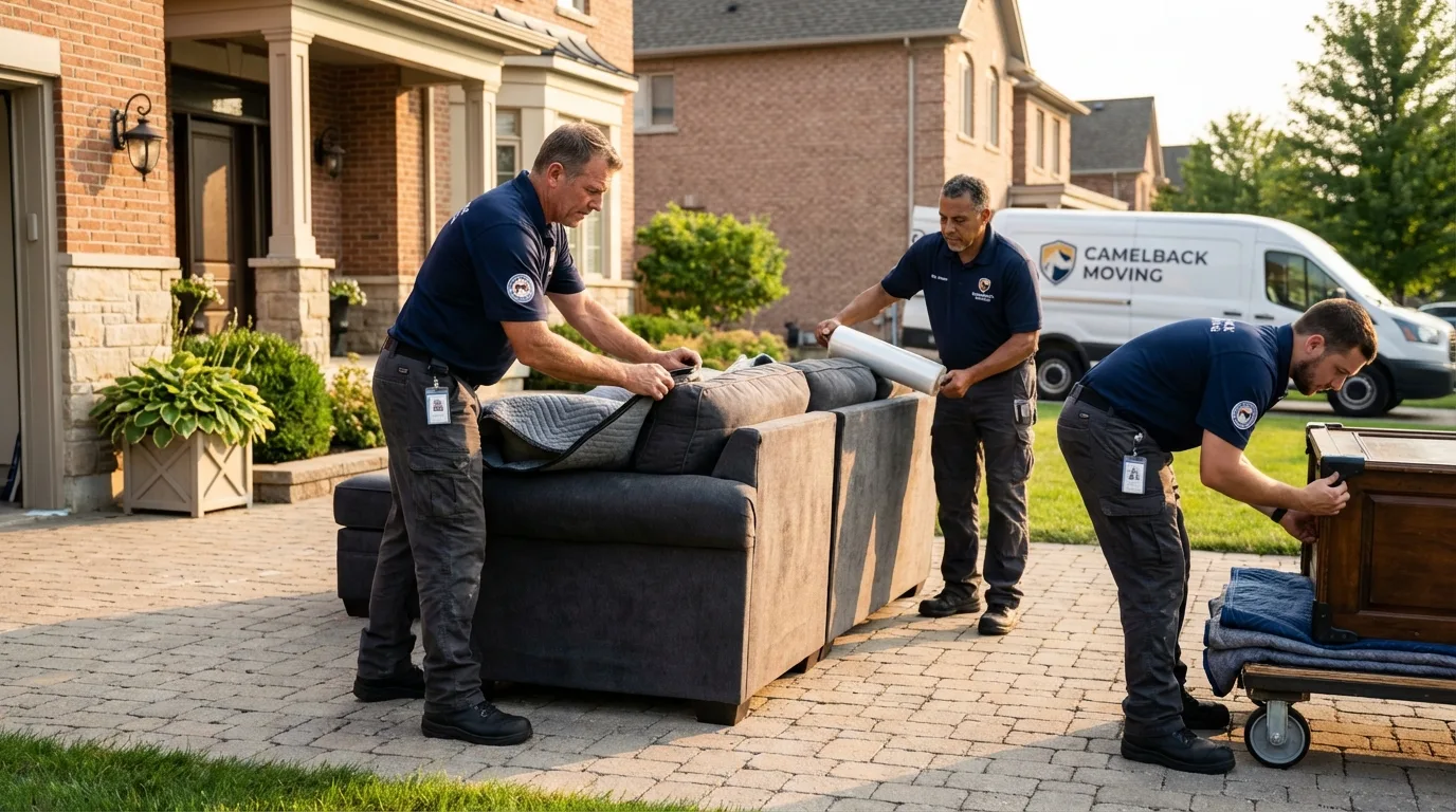 Large estate moving crew wrapping furniture in Union City, CA