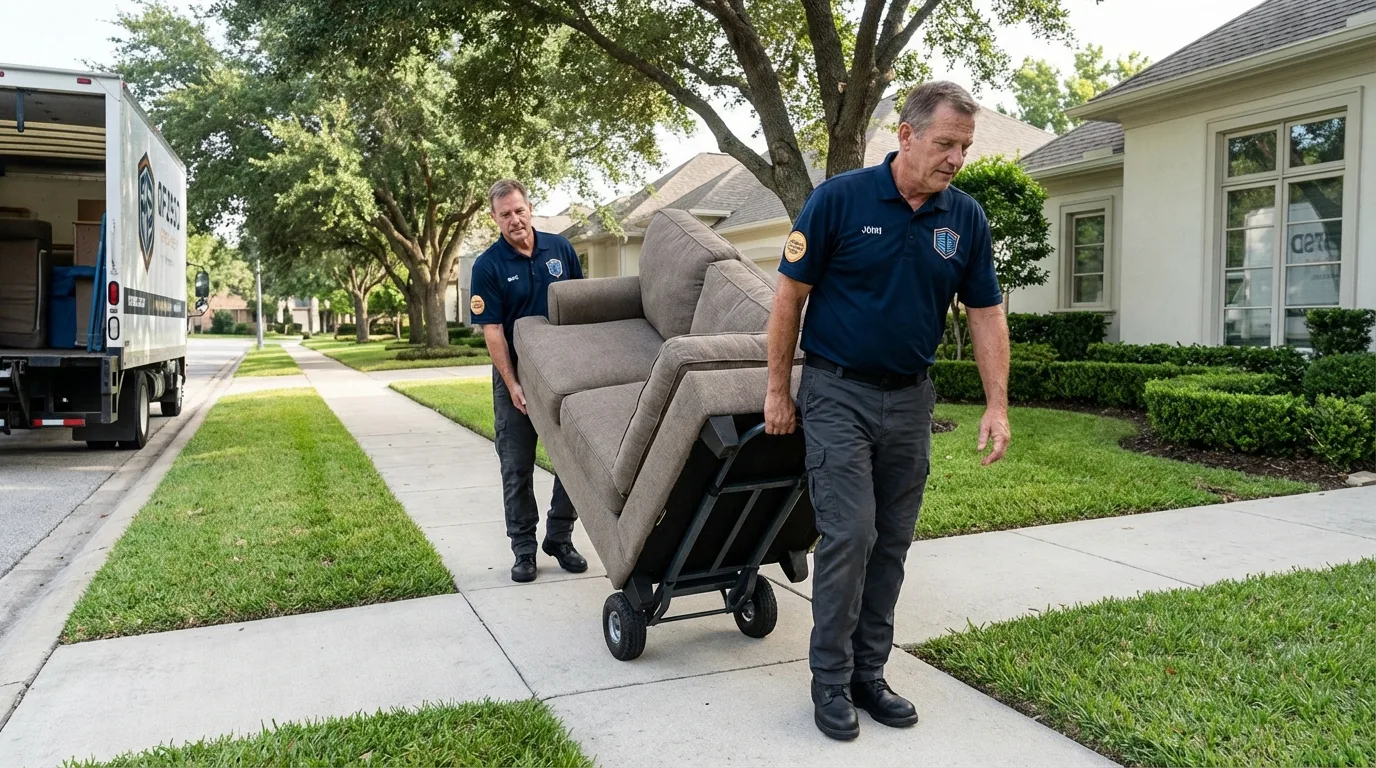 Local residential moving crew loading furniture in Union City, CA
