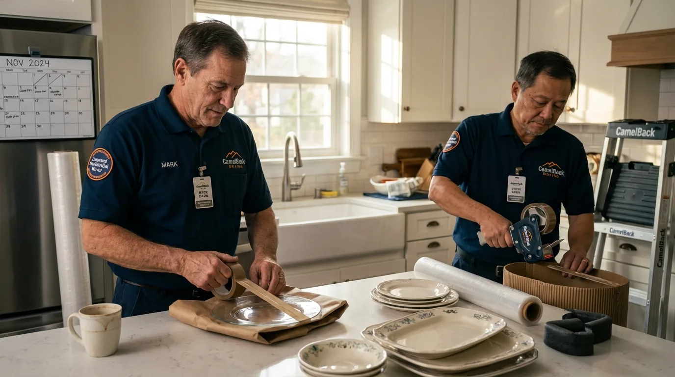 Professional crew packing kitchen dishware in Union City, CA